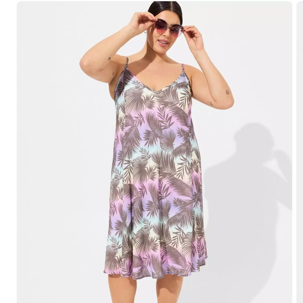 NWT Torrid Midi Rayon Slub V Neck Cami Beach Dress - Sz. 0/L/12